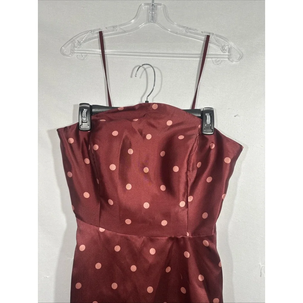 NEW $350 Hutch [ 4 ] Victoria Polka‎ Dot Strapless Gown in Pomegranate Red Q1297